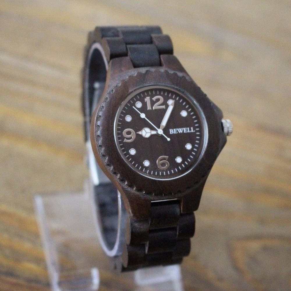 Mens Wood Watch | Bewell Black Sandalwood Wooden